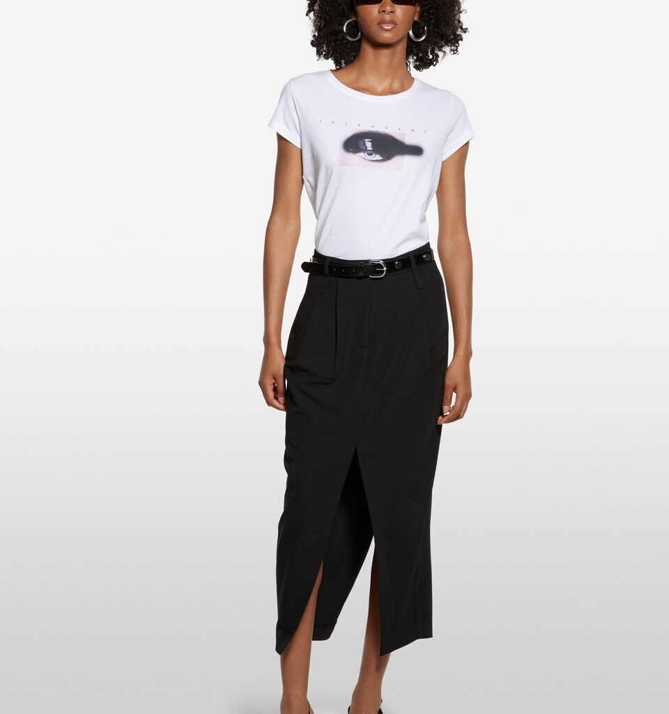White t-shirt with eye print - women's short sleeve t-shirts - White | Sisley image number 1